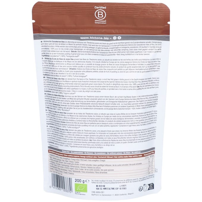 Biotona Bio Cacao nibs 200 Overige