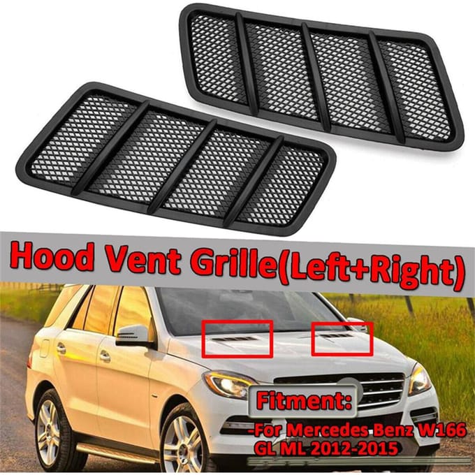 2 stks Voor Hood Ventilatierooster Cover LH & RH Voor Mercedes W166 ML GL 2012-2015 black