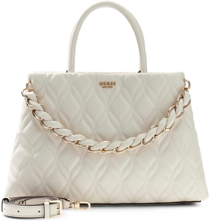 GUESS schoudertas handtas Maxine Girlfriend Satchel Cream White crème