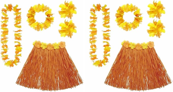 Widmann Hawaii verkleedset - 2x - voor dames - oranje - carnaval/themafeest