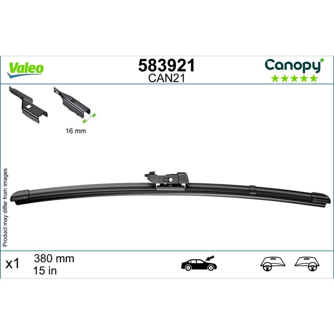 Wisserblad VALEO Canopy 583921, 380mm, Voor, 1 Stuk