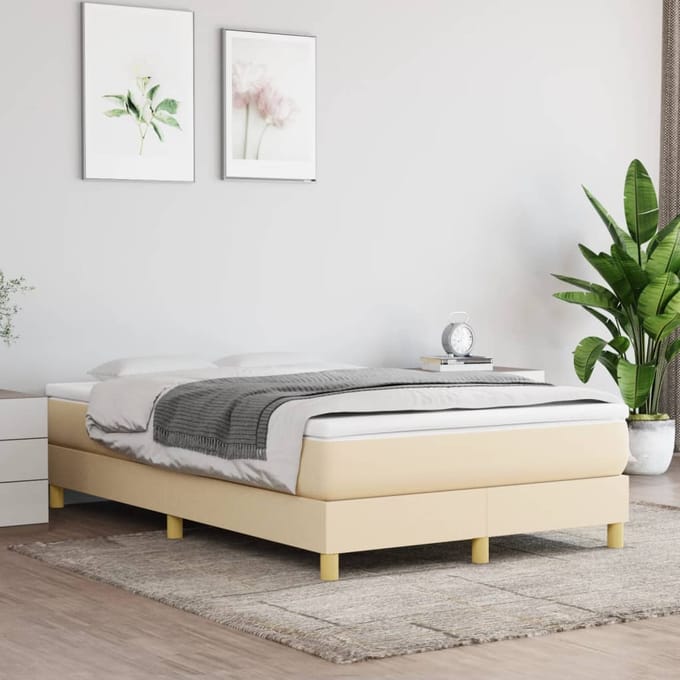 vidaXL - Boxspring - bed - 120x200 - cm - stof - crèmekleurig