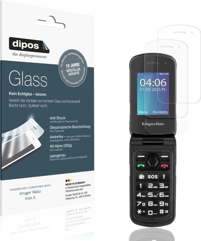 dipos – 2x Matte Pantserfolie geschikt voor Kruger Matz Iron 5 | 9H Screenprotector
