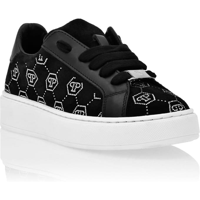 Suede Lo-Top Sneakers Monogram Strass