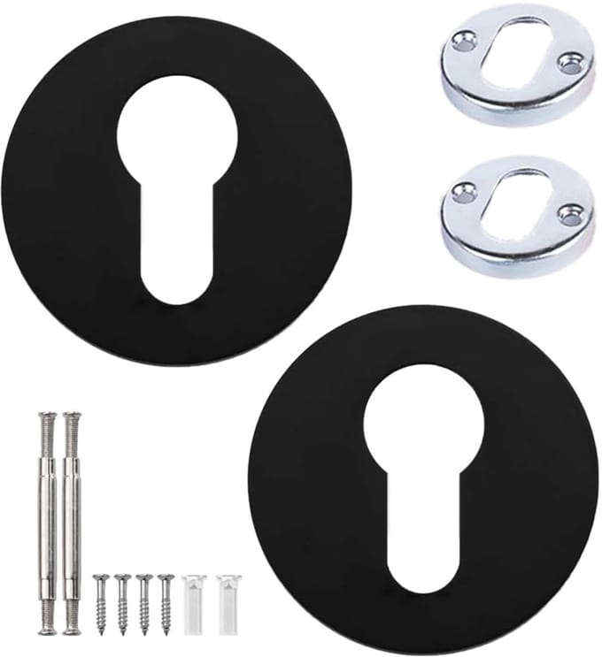 Dailygoods- Escheon Mat Zwart - Robuuste Metaalconstructie - Deurbeslag - Universele Deur Cap Covers - 2 Stuks - Inclusief Schroeven