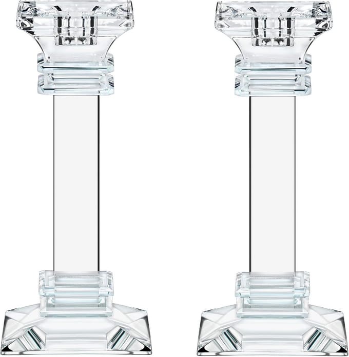 Set van 2 Hoge Kristallen Kandelaars voor Kaarsen - Elegant Modern Woonaccessoire