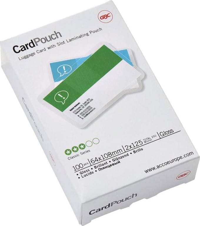 GBC Card Laminating Pouch - 100-pack - glossy - 64 x 108 mm - lamination pouches