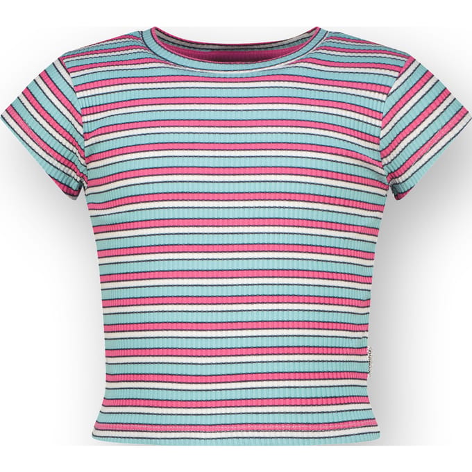 T-shirt Basic rib crop striped tee