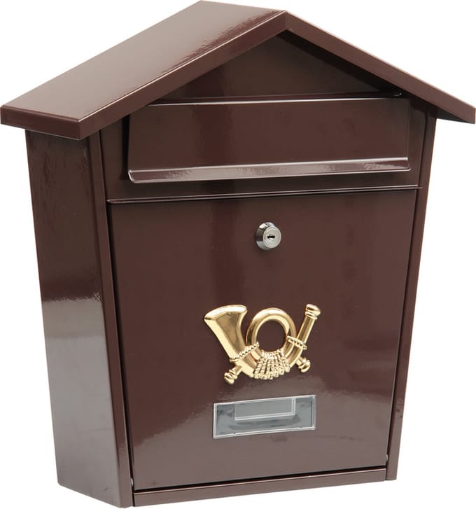 VOREL Brievenbus Bruin met 2 sleutels - 370x320x105 mm