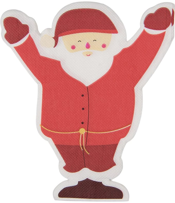 Clayre & Eef Servetten Papier Set van 20 Kerstman Rood Papier