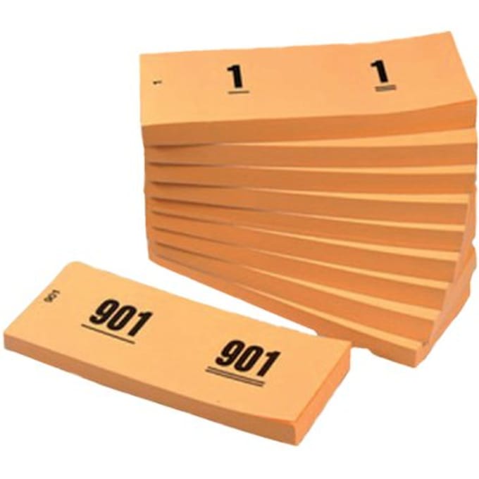 Nummerblok 42x105mm nummering 1-1000 oranje 10 stuks