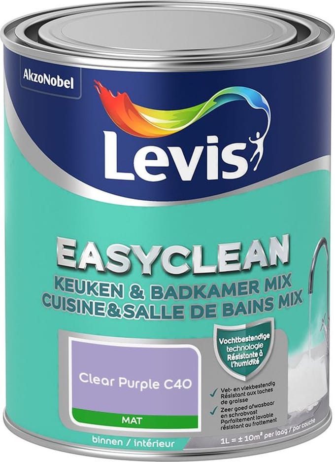Levis - Easyclean Keuken & Badkamer Mix - Clear Purple C40 - Mengverf - 1 L