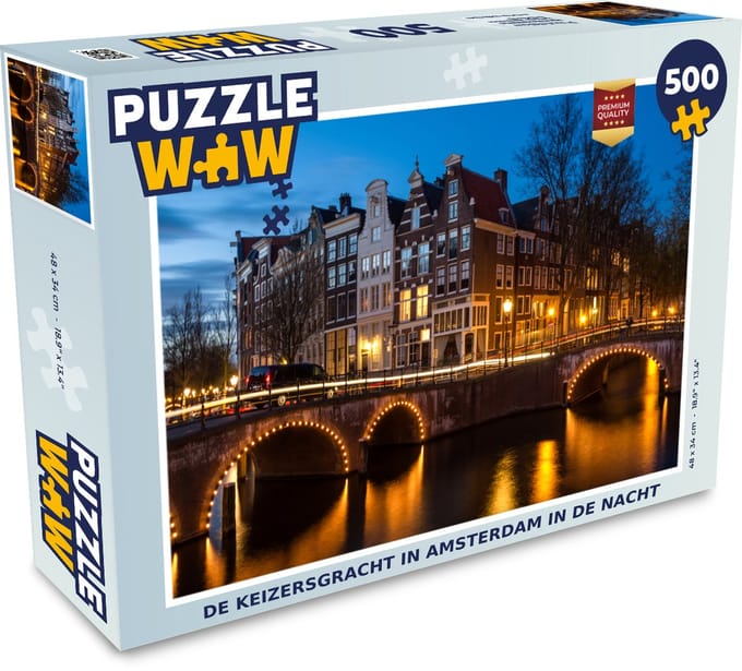 Puzzel De Keizersgracht in Amsterdam in de nacht - Legpuzzel - Puzzel 500 stukjes