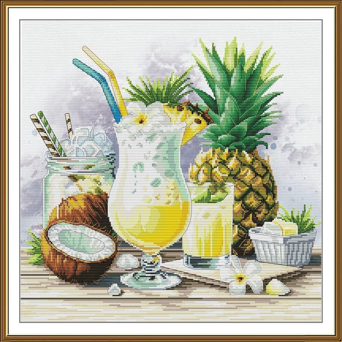 Borduurpakket Nova Sloboda - Pina Colada - bedrukte achtergrond - 2351