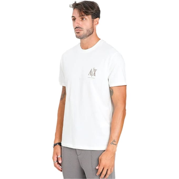 Printed Round Neck Short Sleeve T-shirt - White Shirts