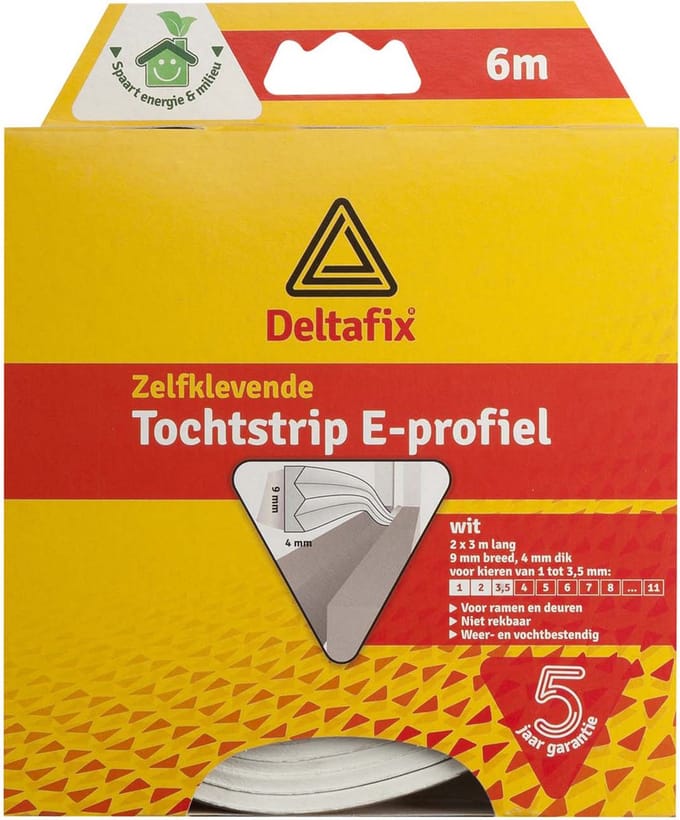 Tochtstrip E-Profiel Wit 6M