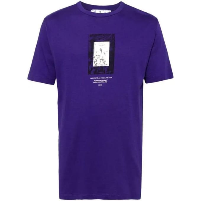 Off White Heren Spiegel T-Shirt (Paars)