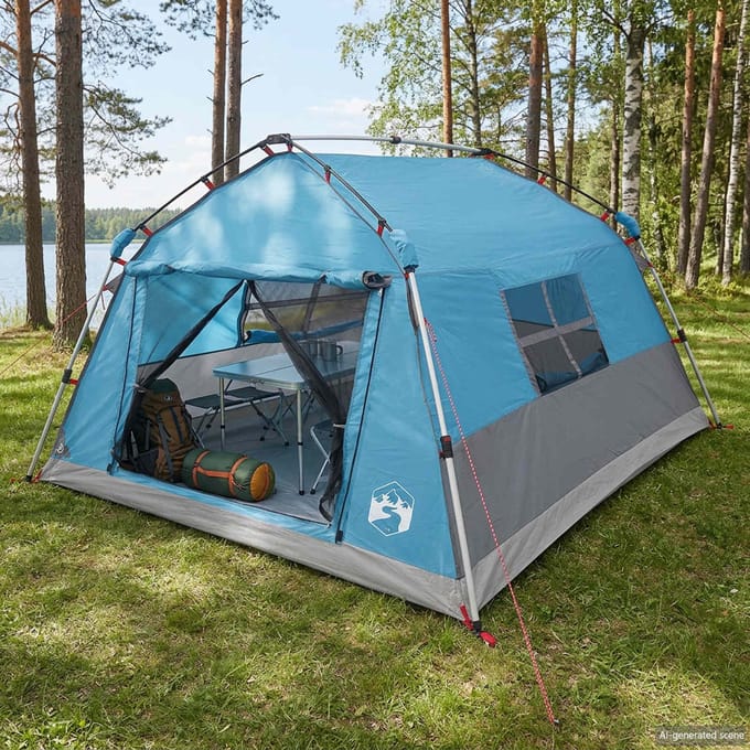 vidaXL - Instanttent - waterdicht - 4-persoons - Blauw