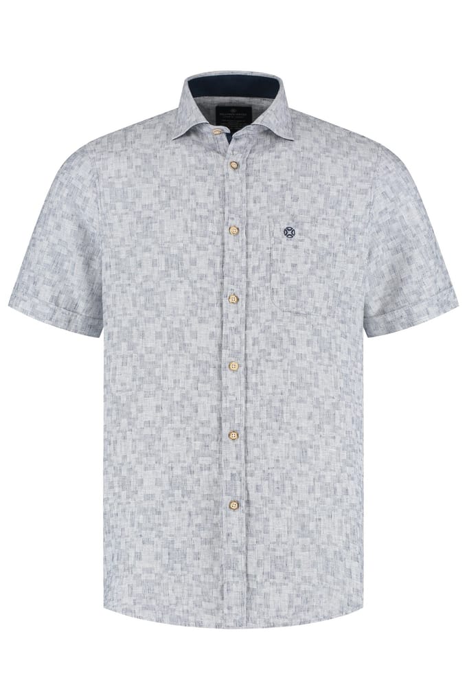 Fellows United Fellows United Korte Mouw Overhemd August Linen Navy  M