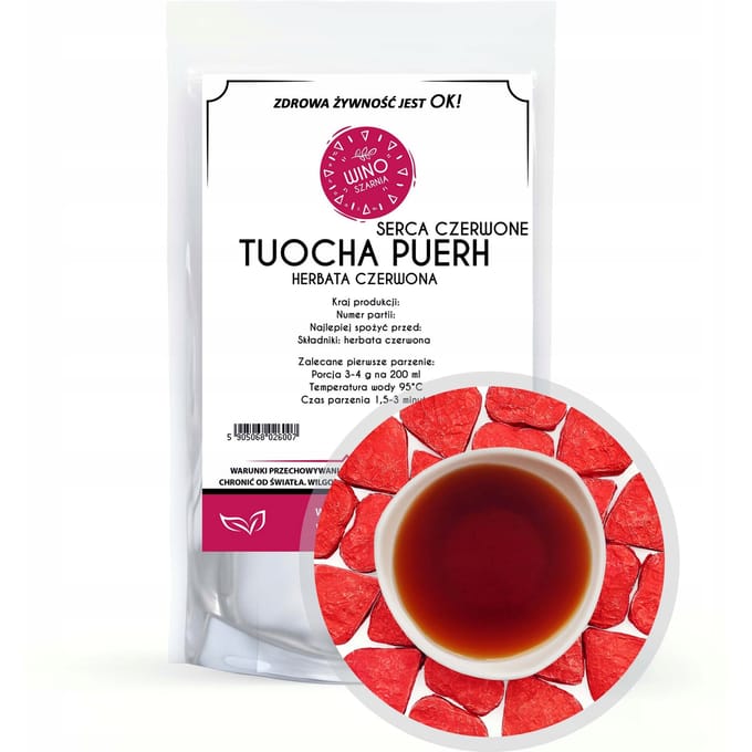 Rode Puerh-thee geperst TUOCHA Hearts Red-50g Leafy