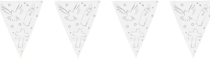 Folat Vlaggenlijn communie - 2x stuks - wit - 10 meter - plastic - 1e communie - feestartikelen