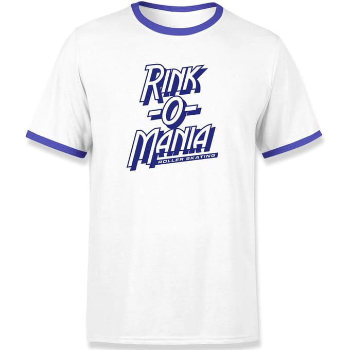 Stranger Things Rink-O-Mania Unisex Ringer T-shirt - Wit/Blauw - XL