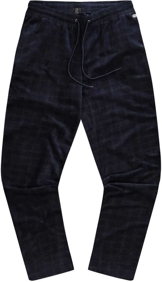 JP 1880 - Heren - Pyjamabroek homewear OEKO-TEX microfleece geruit - Navy blauw - Maat 4XL