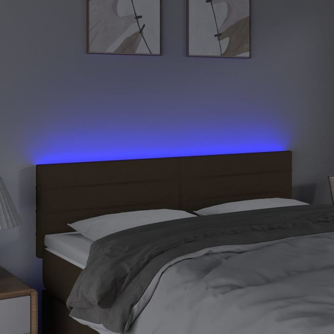 vidaXL - Hoofdbord - LED - 144x5x78/88 - cm - stof - donkerbruin
