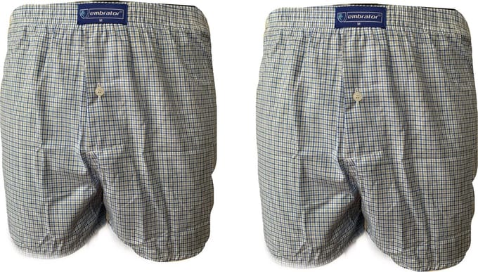 Embrator 2-stuks mannen Boxershorts geweven katoen wit/blauw/oker L