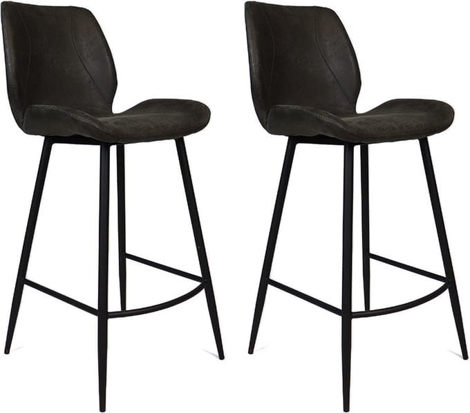 Bronx71® Industriële barkruk Barrel antraciet eco leer 69 cm - Barkrukken set van 2 - barstoel