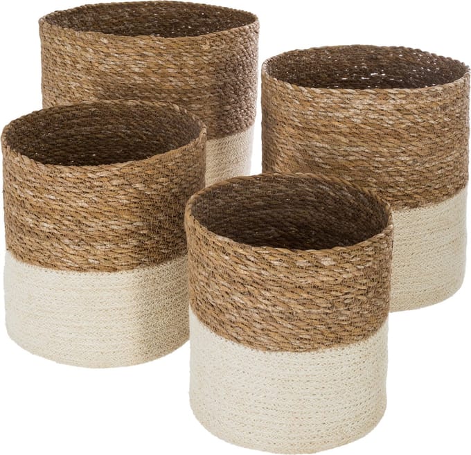 Atmosphera Manden set van 4 - Jute - Naturel - Opbergmanden - bloempot - 4 stuks
