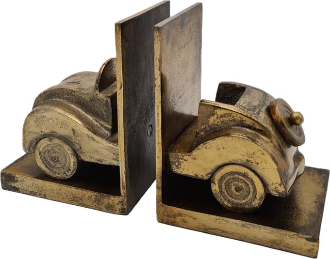 Deco4yourhome® - Boekensteun - Bookend - Car - Auto - Goud - Antiek Goud