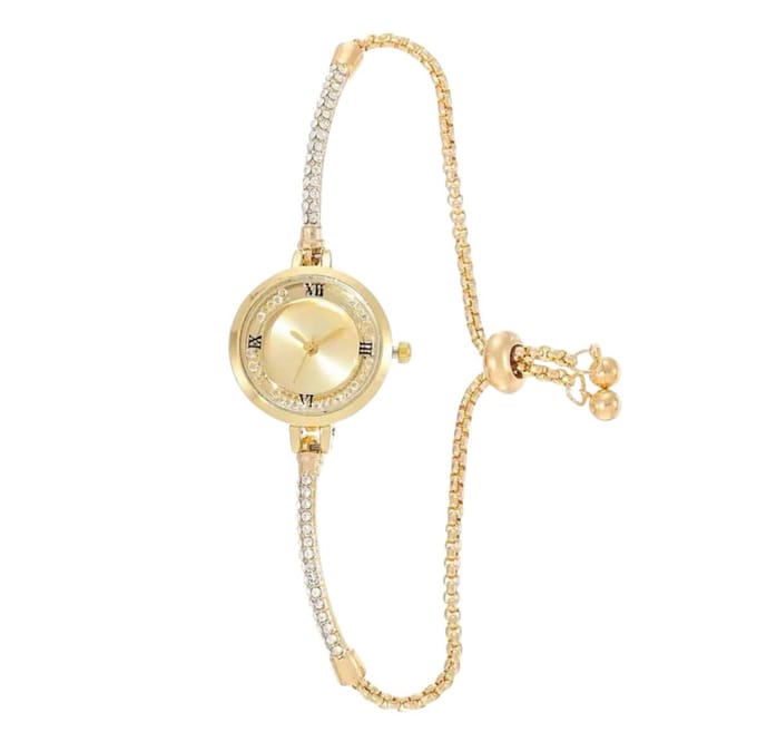 Dameshorloge - Als Gouden Armband - Goud en Diamonds - RVS