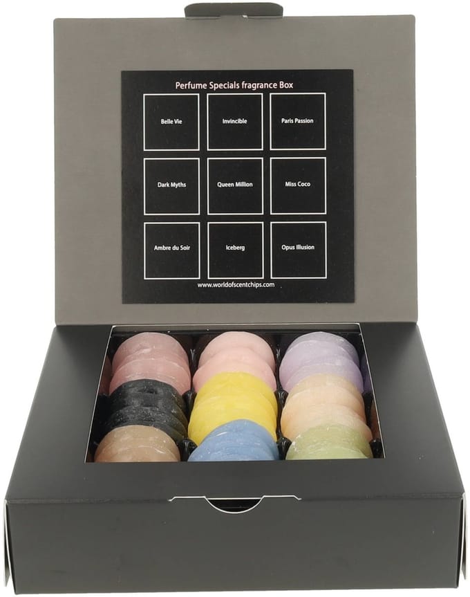 Scentchips® Speciale Parfum Box – Waxmelts – Geurwax - Geschenkdoos – Huisparfum – Geurbrander – Verzameldoos 36 Geurchips – Giftbox