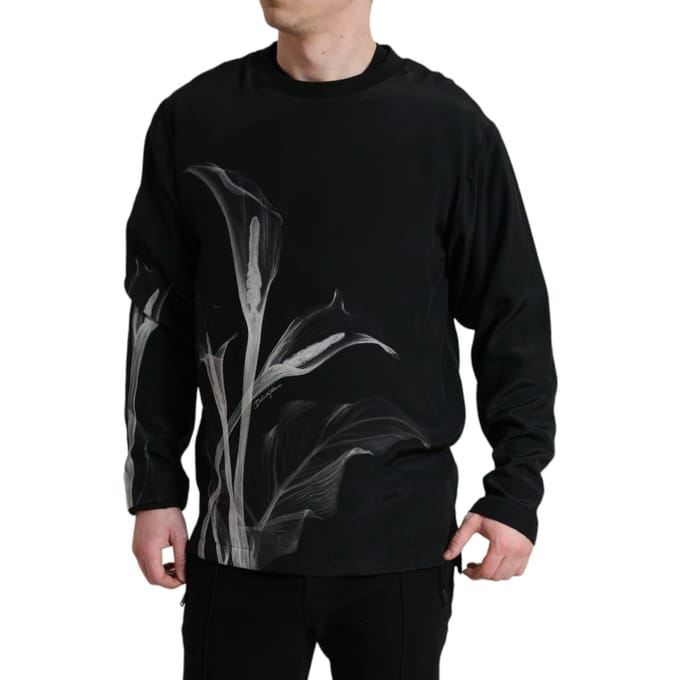 Calla Lelie Print Sweatshirt Lange Mouwen Ronde Hals