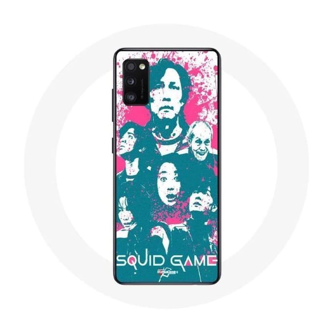 Coque - Samsung - Galaxy A41 - Souple - Blanc - Squid Game Affiche personnages logo