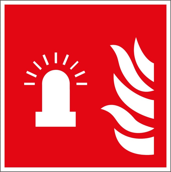 Brandalarm flitslicht sticker - ISO 7010 - F018 150 x 150 mm