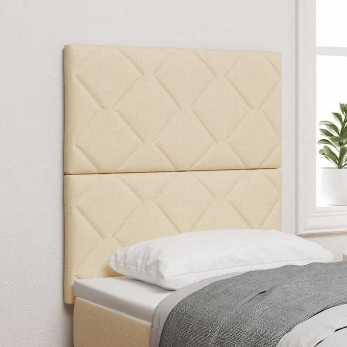 vidaXL - LED - Hoofdbord - Crème - 80 - cm - Stof