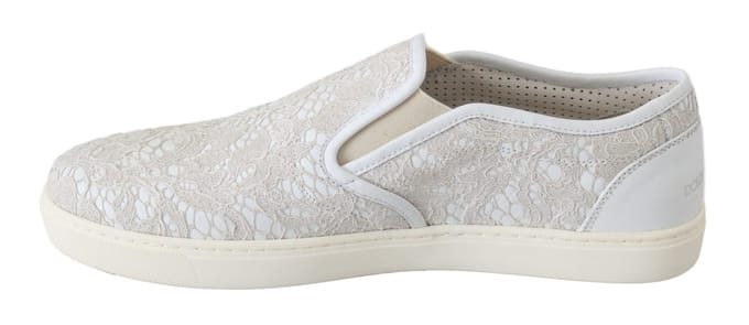 Dolce & Gabbana Witte Leren Lederen Instaploafers Schoenen