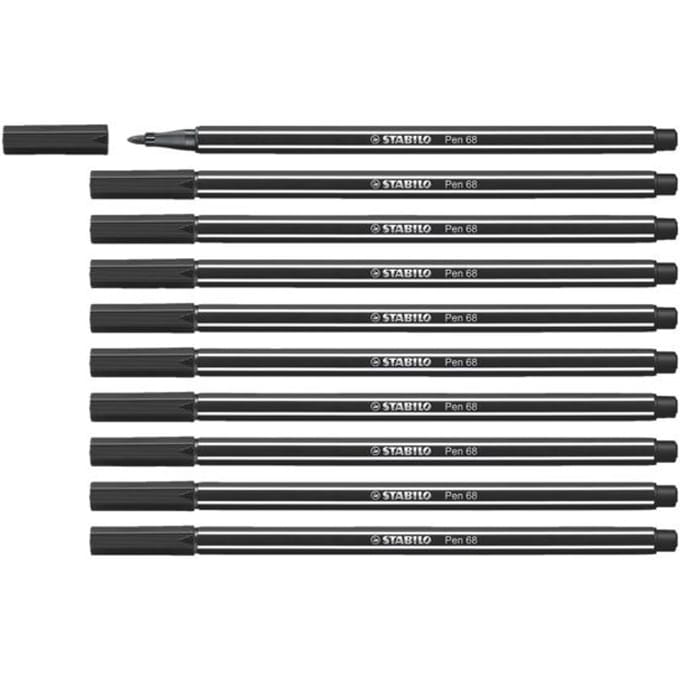 STABILO Pen 68 - Premium Viltstift - Zwart - Doos 10 stuks