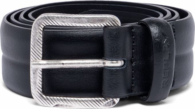 REPLAY Leren Riem Leather Belt W85 Black Zwart