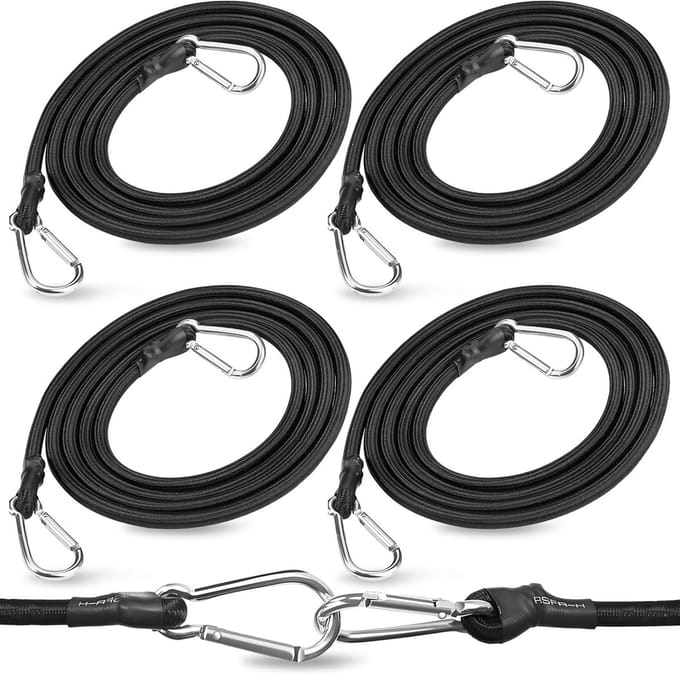 Spanrubber set - Expander koorden - Bagage vastzetten - Verstelbare lengte - 4x 150 cm - Zwart