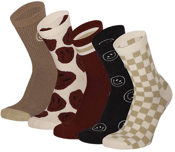 Apollo - Sokken - Smiley's - 5-pack - Beige - Maat 31/34