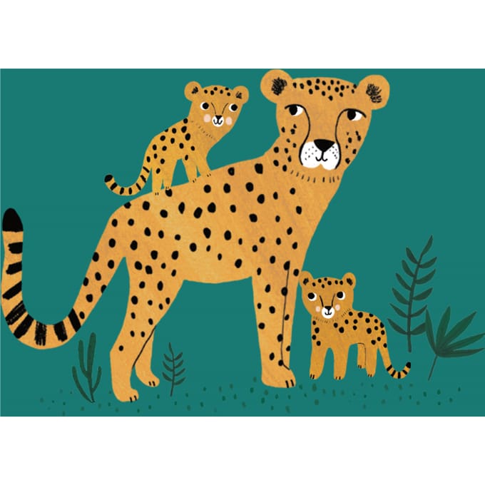 Petit Monkey ansichtkaart Cheetah and cubs