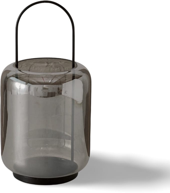 Windlicht Zwart Glas 34 cm