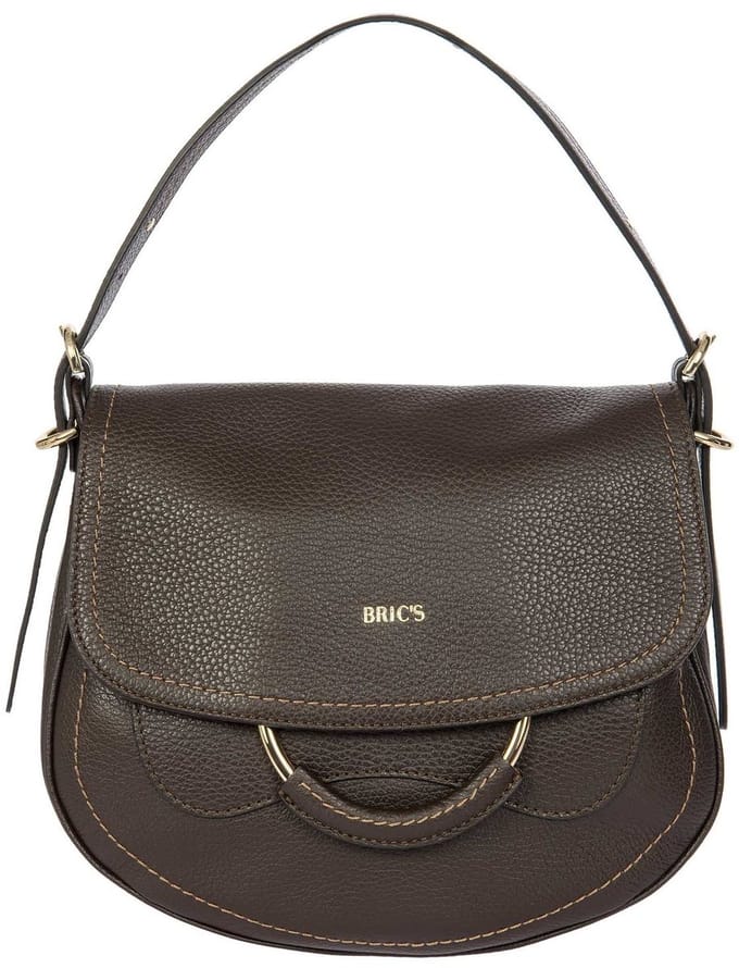 BRIC'S Leren schoudertas Gondola Stella Bag Ebony donkerbruin