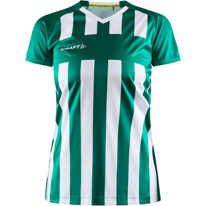 Craft Progress 2.0 Stripe Shirt Korte Mouw Dames - Groen / Wit | Maat: S