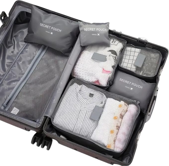Livano Koffer Organizer Set - Packing Cubes - Compressie - Travel - Compression - Set - Grijs