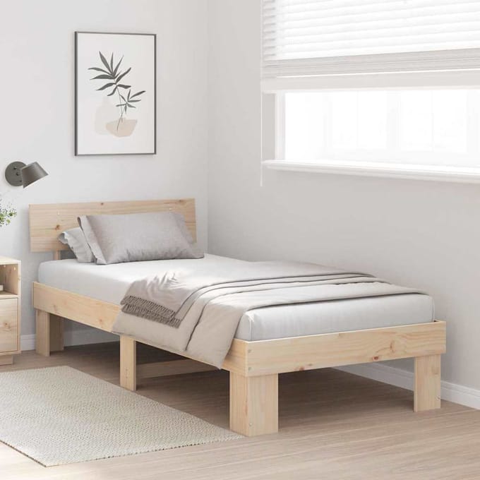 vidaXL - Bedframe - met - hoofdeinde - Naturel - 80 - x - 200 - cm - Massief - grenenhout