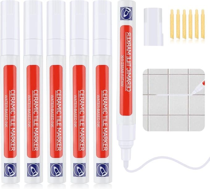 Afdichtingspen voor tegels - Wit, 6 Stuks